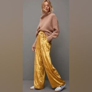 a new day Gold Velvet Wide-Leg Pants